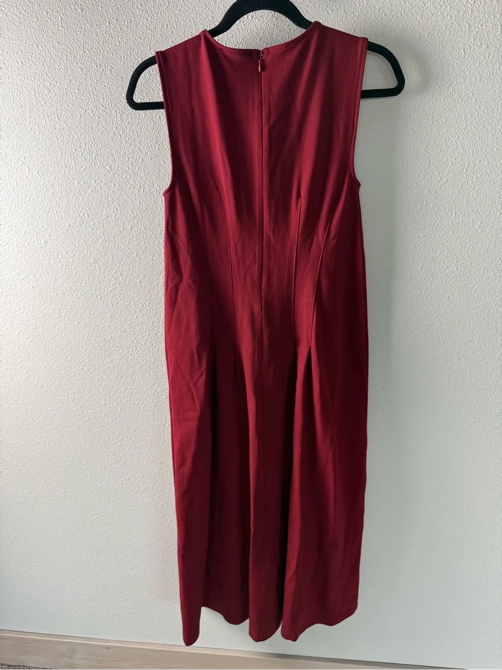 New J. Crew Nadia Ponte Sleeveless Dress Midi Bordeaux Berry Women’s Size Small